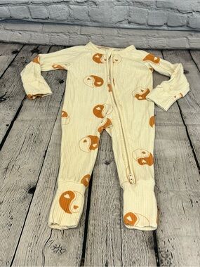 Brixton Phoenix Ying-Yang Pattern Ribbed Bamboo Zippie Romper